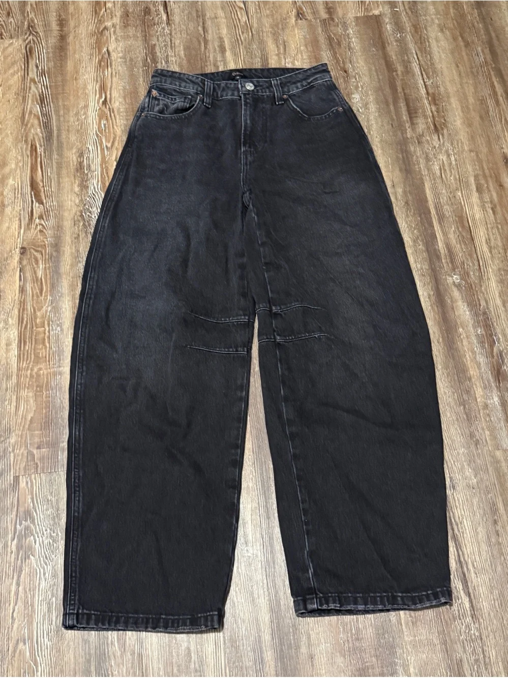 Quince Maya Rigid Exaggerated Barrel Leg Jeans Women's 24 Baggy Fit in Graphite